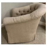 Tufted Swivel Barrel Chair with Striped Cushion - Damaged