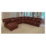 Leathercraft Extra Large Brown Leather Sectional Sofa with Chaise