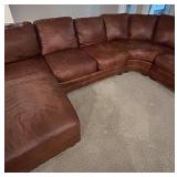 Leathercraft Extra Large Brown Leather Sectional Sofa with Chaise