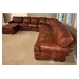 Leathercraft Extra Large Brown Leather Sectional Sofa with Chaise