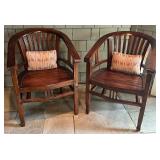 Pair of Wooden Armchairs with Cushions