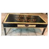 Antique Hand-Painted Coffee Table with Ornate Design