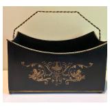 Collection of Decorative Items: Metal Magazine holder, Wine Sign, and Metal Cup