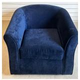 Blue Upholstered Swivel Armchair with Removable Cushion by Hughes Furniture