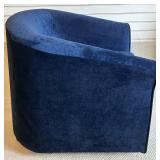 Blue Upholstered Swivel Armchair with Removable Cushion by Hughes Furniture