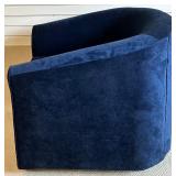Blue Upholstered Swivel Armchair with Removable Cushion by Hughes Furniture