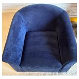 Blue Upholstered Swivel Armchair with Removable Cushion by Hughes Furniture