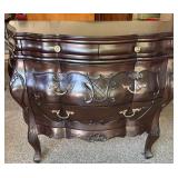 Vintage Mahogany 4-Drawer Bombe Chest with Brass Handles