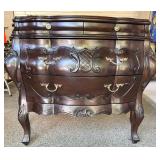 Vintage Mahogany 4-Drawer Bombe Chest with Brass Handles