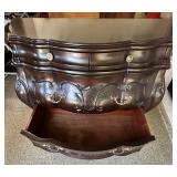 Vintage Mahogany 4-Drawer Bombe Chest with Brass Handles