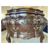 Vintage Mahogany 4-Drawer Bombe Chest with Brass Handles