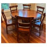 Zimmerman Chair Shop Dining Set with 6 Chairs and Pedestal Table and Leaf