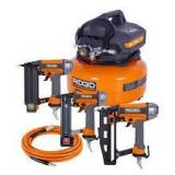 RIDGID 6 Gal. 150 PSI Electric Air Compressor with 25 ft. Hose, 18GA Brad Nailer, 16GA Finish Nailer and 18GA Finish Stapler   Customer Returns See Pictures