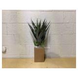 Nearly Natural Agave with Black Planter