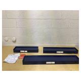 Solid Wood Floating Shelves Set of 3 - Modern Blue Shelves for Wall Decor Storage