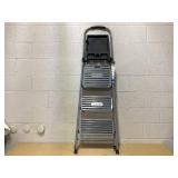 Cosco 3 Step All Steel Step Stool with Tray: Folding Ladder, 225 lb Capacity, Silver, 3 Rungs, 28.74" Max Height