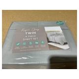 4PCS Twin Size Kaycie Gray Sheet Set