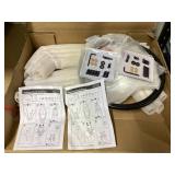 Lumisource Hank 26 in. Walnut Glazed Wood and Light Grey Fabric Fixed-Height Counter Stool (Set of 2)