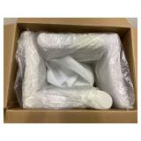 Lumisource Hank 26 in. Walnut Glazed Wood and Light Grey Fabric Fixed-Height Counter Stool (Set of 2)