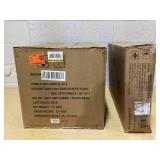 Lumisource Hank 26 in. Walnut Glazed Wood and Light Grey Fabric Fixed-Height Counter Stool (Set of 2)