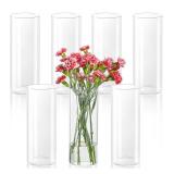 7-Piece Glass Cylinder Center Piece Vases - 10"