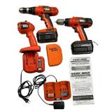 Black and Decker 18V Cordless Tools Bundle, Drill, Driver and Flashlight, Batteries and Chargers
