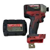 Milwaukee 2850-20 18V 1/4” Hex Brushless Impact Driver and Battery, ** NO CHARGER, Unable to Test **