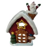 Holiday Christmas Santa Claus in the Chimney Tealight Candle Holder