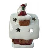Holiday Christmas Santa Claus in the Chimney Tealight Candle Holder