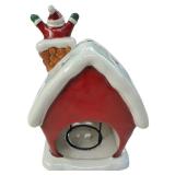 Holiday Christmas Santa Claus in the Chimney Tealight Candle Holder