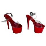 Size 42 RED 8" High Heel Clear See Through Strapped Women