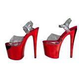 Size 42 RED 8" High Heel Clear See Through Strapped Women
