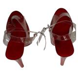 Size 42 RED 8" High Heel Clear See Through Strapped Women