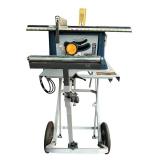 Ryobi 10" BTS10 Table Saw on Ridgid Portable Work Table with Wheels