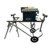 Ryobi 10" BTS10 Table Saw on Ridgid Portable Work Table with Wheels