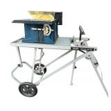 Ryobi 10" BTS10 Table Saw on Ridgid Portable Work Table with Wheels