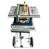 Ryobi 10" BTS10 Table Saw on Ridgid Portable Work Table with Wheels