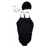 NIKE Swimming Suit, One Piece Size 36 with Cap and Goggles