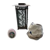 Home Decor, Mixed Lot // Decorative Egg, Rabbit Planter and a Decorative Lantern