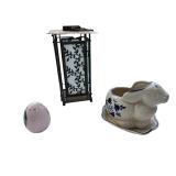 Home Decor, Mixed Lot // Decorative Egg, Rabbit Planter and a Decorative Lantern