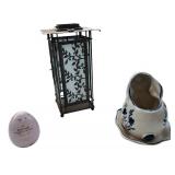 Home Decor, Mixed Lot // Decorative Egg, Rabbit Planter and a Decorative Lantern