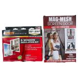 Mag-Mesh Door Screen and Window Plastic Cover Kit Bundle