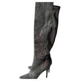 Jessica Simpson Grey Glittery Knee-High Stilletto Style Boots Size 6/ 36 1/2