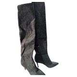 Jessica Simpson Grey Glittery Knee-High Stilletto Style Boots Size 6/ 36 1/2