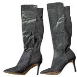 Jessica Simpson Grey Glittery Knee-High Stilletto Style Boots Size 6/ 36 1/2