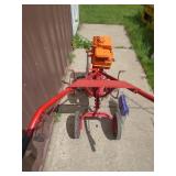 Vintage front tine tiller. Approx 4hp? Used condition. Tested & works. As shown.