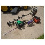 Group of auger, edger & chainsaw. All tested by consignor. As shown.