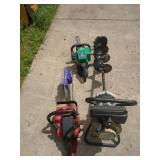 Group of auger, edger & chainsaw. All tested by consignor. As shown.