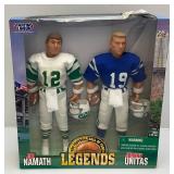 Starting Lineup Pro Football Hall Of Fame Legends Joe Nammoth & Johnny Unitas & GI Joe Navy Football Linebacker Action Figures (NEW OLD STOCK)
