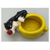 Vintage Sylvester And Tweety Bird Porcelain Planter Warner Brothers Looney Tunes